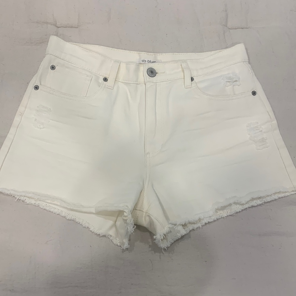 Cream denim shorts